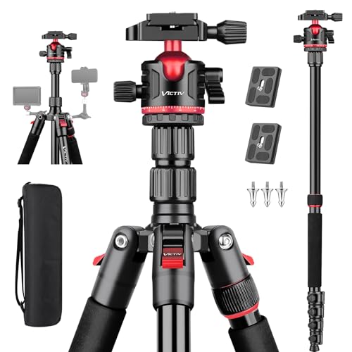 Victiv 78" Porfessional Tripod for Camera, Victiv Aluminum Camera Tripod Monopod for DSLR, Spotting Scope,Telescope, Binoculars, Compact Heavy Duty Camera Stand for Photography Video Recording Travel - Image 1