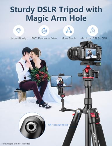 Victiv 78" Porfessional Tripod for Camera, Victiv Aluminum Camera Tripod Monopod for DSLR, Spotting Scope,Telescope, Binoculars, Compact Heavy Duty Camera Stand for Photography Video Recording Travel - Image 2