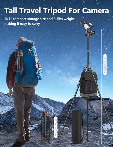 Victiv 78" Porfessional Tripod for Camera, Victiv Aluminum Camera Tripod Monopod for DSLR, Spotting Scope,Telescope, Binoculars, Compact Heavy Duty Camera Stand for Photography Video Recording Travel - Image 4