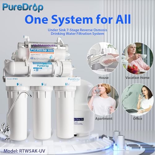 Pure Drop PureDrop RTW5AK-UV SGS-Tested Reverse Osmosis Water Filter System with Alkaline Remineralization & UV Filter, 7-Stage Under Sink RO Water Filtration System Plus Extra 3 Filters, 50 GPD - Image 4
