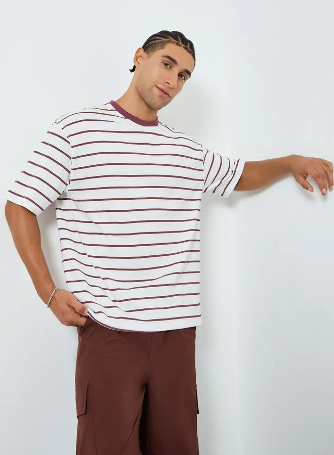 Styli Men Striped Oversized Jersey T-Shirt