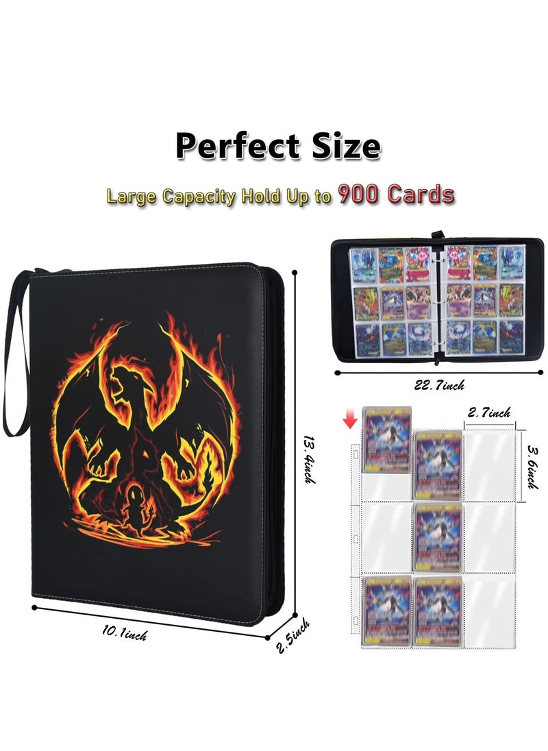 Fanski - Cards Binder Card Holder 9 Pocket, Portable Card Collection Album Holder Book Fits 900 Cards With 50 Removable Sleeves, Trading Card Binder with Carrying Case - Image 1