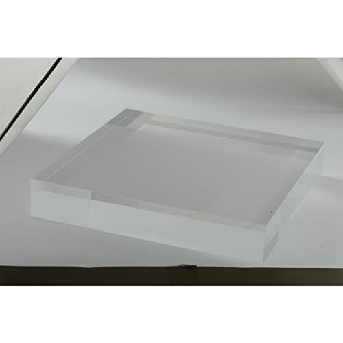 CiaoHER 2in Thickness Solid Acrylic Cube Display Block Clear Polished Pedestal Stand Riser Solid Base 2" x 12" x 12", 1 Pack - Image 3