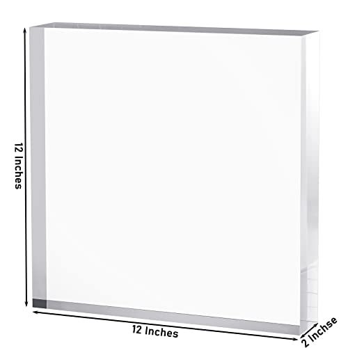 CiaoHER 2in Thickness Solid Acrylic Cube Display Block Clear Polished Pedestal Stand Riser Solid Base 2" x 12" x 12", 1 Pack - Image 2