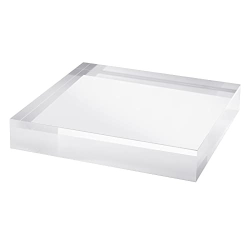 CiaoHER 2in Thickness Solid Acrylic Cube Display Block Clear Polished Pedestal Stand Riser Solid Base 2" x 12" x 12", 1 Pack - Image 1