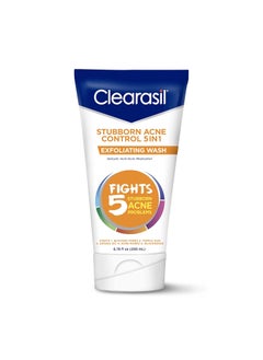 Clearasil Clearasil Stubborn Acne Control 5in1 Exfoliating Wash, Maximum Strenght with 2% Salicylic Acid Acne Treatment Medicine, Daily Acne Facial Cleanser 6.78 fl oz 