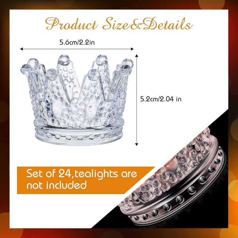 eBoot EBOOT 48 Pcs Crown Tealight Candle Holders Glass Clear Votive Holders Tealight Crystal Votive Candle Stand for Wedding Valentines Day Table Centerpieces Home DecorClear  - Image 3