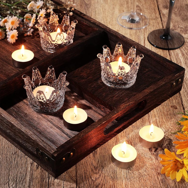 eBoot EBOOT 48 Pcs Crown Tealight Candle Holders Glass Clear Votive Holders Tealight Crystal Votive Candle Stand for Wedding Valentines Day Table Centerpieces Home DecorClear  - Image 2