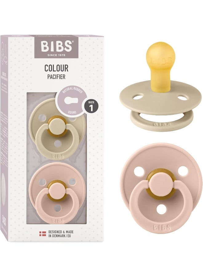 Bibs BPA-Free Natural Rubber Baby Pacifier | Made in Denmark (0-6 Months, Blush/Vanilla) 2-Pack - Image 1