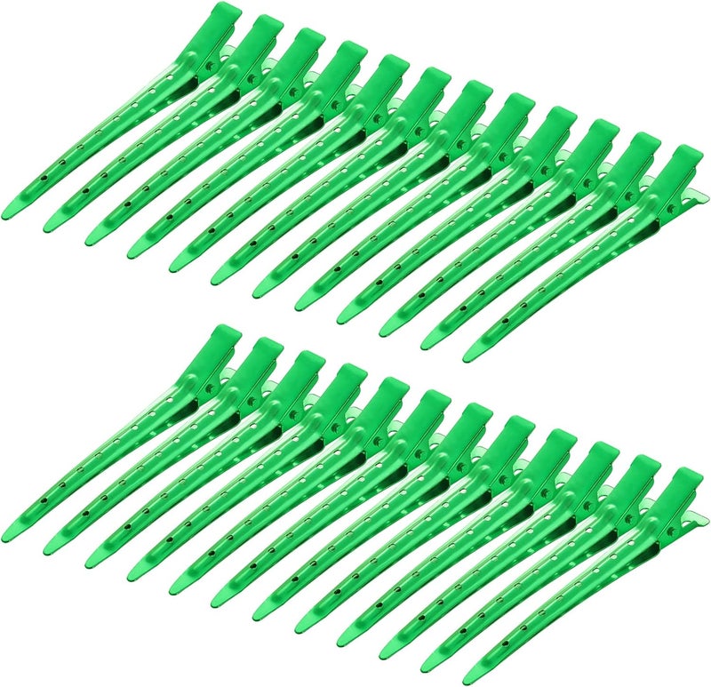 Bantoye 24 Packs Duck Bill Clips, 3.35 Inches Rustproof Metal Alligator Curl Clips with Holes for Hair Styling, Hair Coloring, Green - Image 1