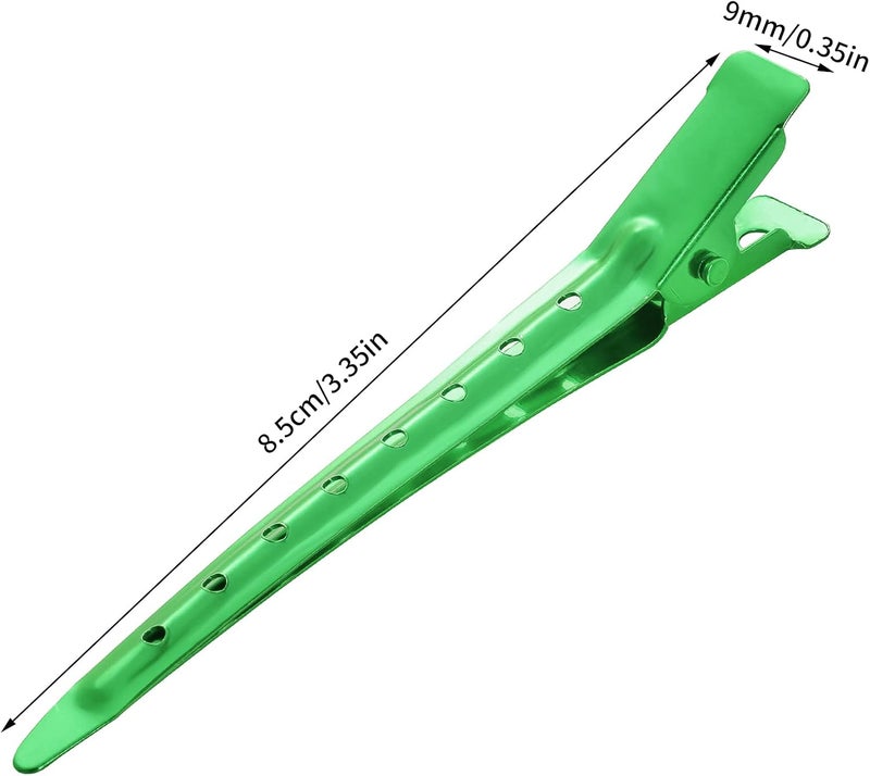 Bantoye 24 Packs Duck Bill Clips, 3.35 Inches Rustproof Metal Alligator Curl Clips with Holes for Hair Styling, Hair Coloring, Green - Image 2