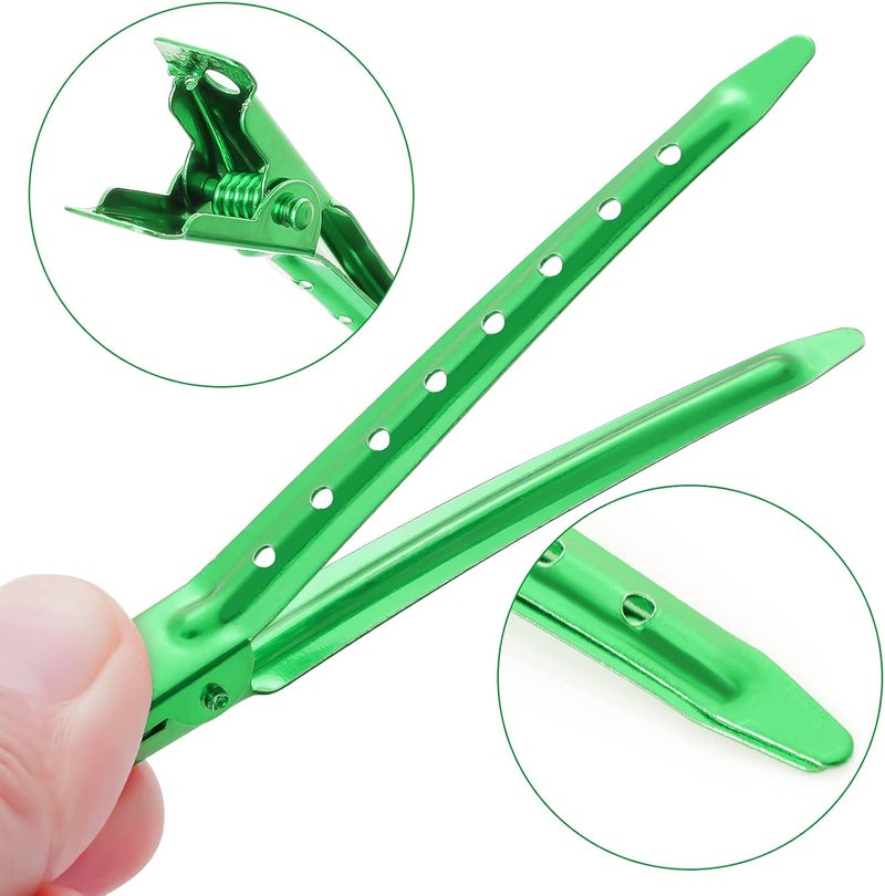 Bantoye 24 Packs Duck Bill Clips, 3.35 Inches Rustproof Metal Alligator Curl Clips with Holes for Hair Styling, Hair Coloring, Green - Image 3