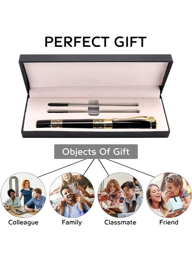 Generic Expert Ballpoint Pen Black with Chrome Trim Luxury Line 0.5mm Tip Come 2 Pieces Ink Refill Nice BallPens Classy Gift Box for Student Executive Office  - Image 2