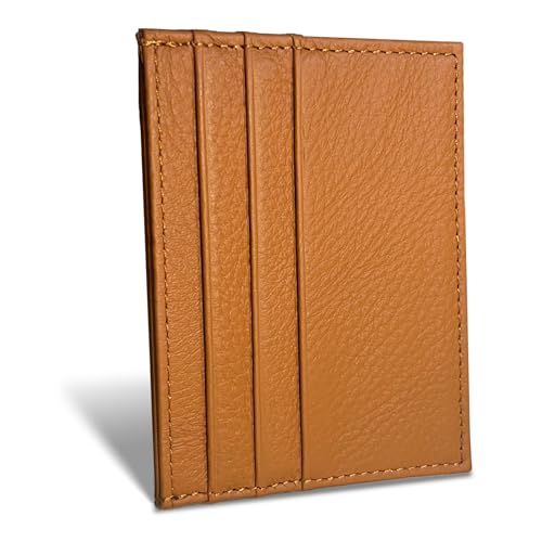 WOXVM Credit Card Holder Wallet RFID Blocking Slim Credit Card Cases Holder Premium Leather Minimalist Front Pocket Small Wallet with 6 Card Slots and 1 Pockets for Men Women (Brown) - Image 1