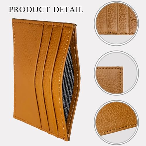 WOXVM Credit Card Holder Wallet RFID Blocking Slim Credit Card Cases Holder Premium Leather Minimalist Front Pocket Small Wallet with 6 Card Slots and 1 Pockets for Men Women (Brown) - Image 3