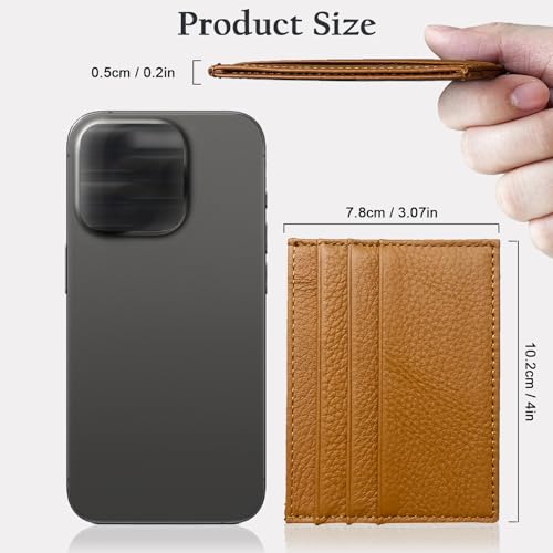 WOXVM Credit Card Holder Wallet RFID Blocking Slim Credit Card Cases Holder Premium Leather Minimalist Front Pocket Small Wallet with 6 Card Slots and 1 Pockets for Men Women (Brown) - Image 2