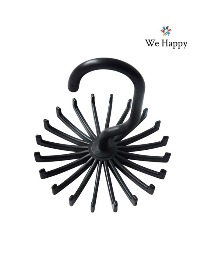 We Happy Tie Holder Belt Hanger with Rotating 20 Hooks Durable Scarf and Accessories Organizer Black Pack of 2  - Image 2