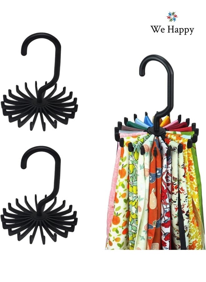 We Happy Tie Holder Belt Hanger with Rotating 20 Hooks Durable Scarf and Accessories Organizer Black Pack of 2  - Image 1