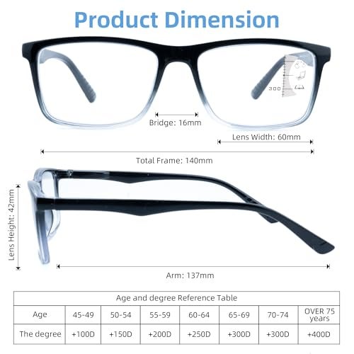 Ryegis Progressive Reading Glasses,Oversized Large Square Men Readers,Lightweight Cheaters Glasses W/Comfortable Spring Hinges 2.5 - Image 4