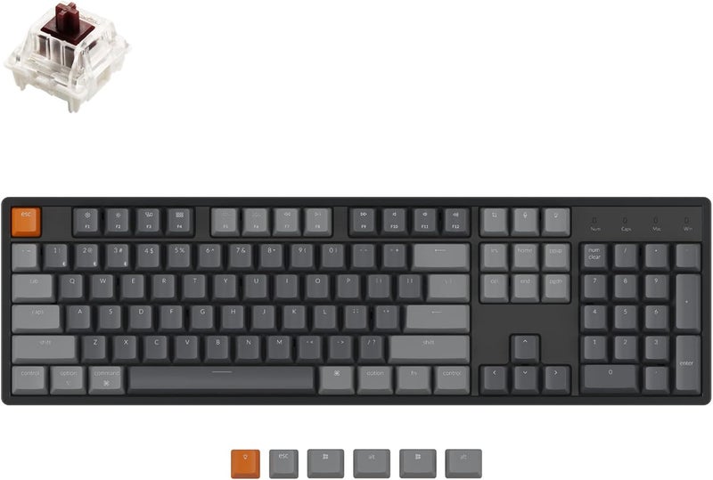Keychron K10 RGB Full Size Layout Hot-Swappable Mechanical Keyboard for Mac Windows, Multitasking 104-Key Bluetooth Wireless/USB Wired Gaming Keyboard with Super Brown Switch Aluminum Frame - Image 1