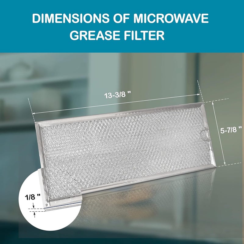 Omaeon Microwave Grease Filter WB06X10596 Replacement For Many GE Microwaves, Samsung DE63-00196A 13-3/8 x 5-7/8 x 1/8 (Packed in Box) (2-Pack) - Image 2