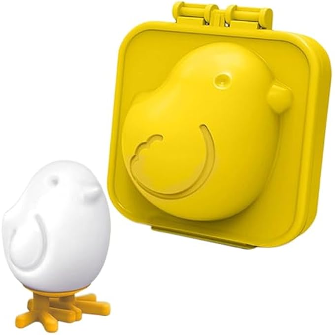 SWIUKPHE قالب بيض على شكل فرخ لطيف قالب بيض مسلوق قالب بيض مسلوق كاواي أداة لصنع قالب كرة أرز السوشي للأطفال قالب كرات الفرخ الكرتوني اللطيف لقالب بيض للأطفال أصفر - Image 1