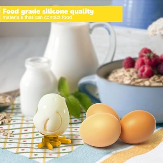 SWIUKPHE قالب بيض على شكل فرخ لطيف قالب بيض مسلوق قالب بيض مسلوق كاواي أداة لصنع قالب كرة أرز السوشي للأطفال قالب كرات الفرخ الكرتوني اللطيف لقالب بيض للأطفال أصفر - Image 3