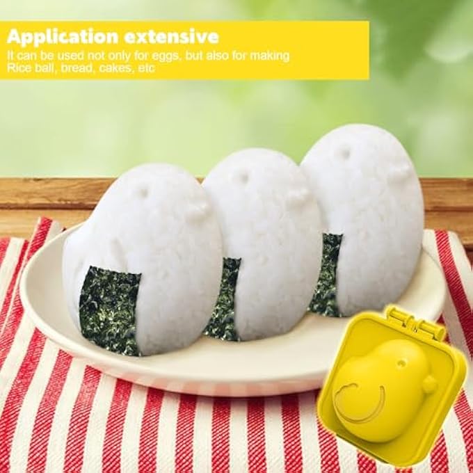 SWIUKPHE قالب بيض على شكل فرخ لطيف قالب بيض مسلوق قالب بيض مسلوق كاواي أداة لصنع قالب كرة أرز السوشي للأطفال قالب كرات الفرخ الكرتوني اللطيف لقالب بيض للأطفال أصفر - Image 4