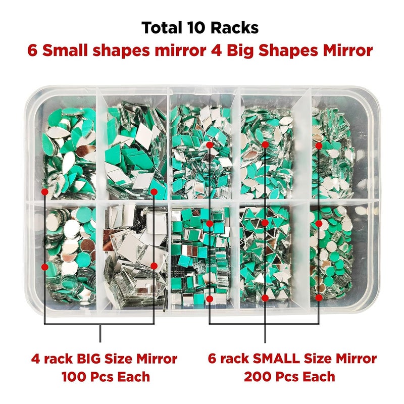 FlyBuy HUB FlyBuy HUB Rousrie Tabletop Mirror for Craft Work Pack of 1600 Mirrors Lippan Art Materials Kit Mirrors Decorative Small Pieces for DIY Crafts Works with Shape Separate Box Round Framed - Image 2