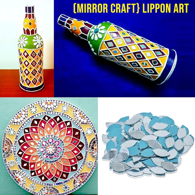FlyBuy HUB FlyBuy HUB Rousrie Tabletop Mirror for Craft Work Pack of 1600 Mirrors Lippan Art Materials Kit Mirrors Decorative Small Pieces for DIY Crafts Works with Shape Separate Box Round Framed - Image 3