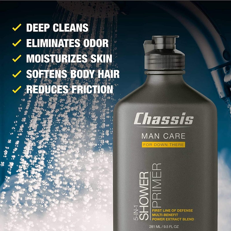Chassis 5-in-1 Shower Primer, Menâ€™s Anti-Chafing Gel and Deep-Cleansing Bodywash - Image 1