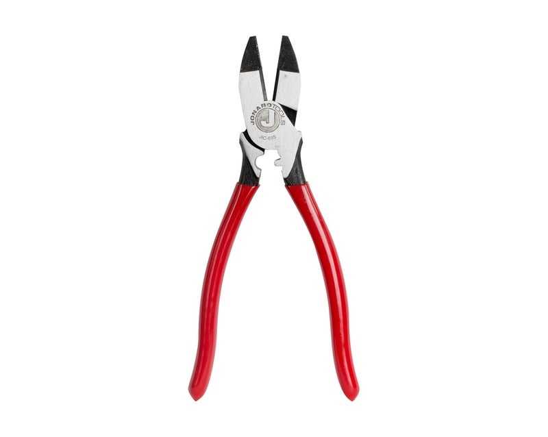 Jonard Tools JIC-685 Electrician Pliers with Cooper Sleeve Crimper and Fish Tape Puller for Copper, Aluminum, and Other Soft Metals, 9-1/2" Length - Image 1