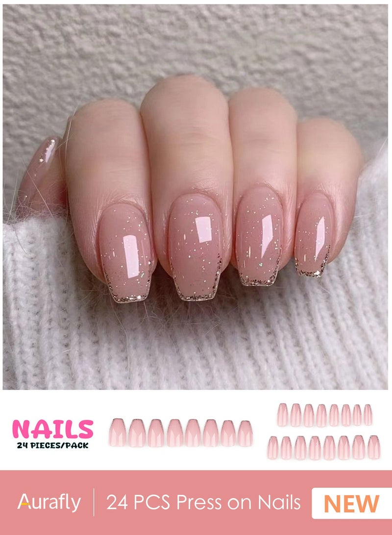 أورافلي مجموعة أظافر قابلة للارتداء مكونة من 24 قطعة، أظافر صناعية، أظافر أوروبية وأمريكية، متعددة الاستخدامات، قابلة للفصل، لا تؤذي الأظافر، الأظافر النهائية مناسبة للفتيات - Image 1