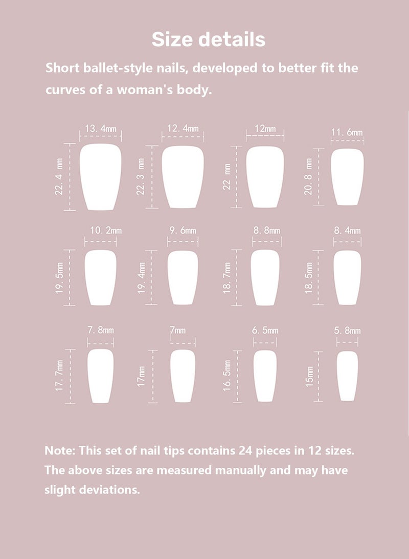 أورافلي مجموعة أظافر قابلة للارتداء مكونة من 24 قطعة، أظافر صناعية، أظافر أوروبية وأمريكية، متعددة الاستخدامات، قابلة للفصل، لا تؤذي الأظافر، الأظافر النهائية مناسبة للفتيات - Image 4