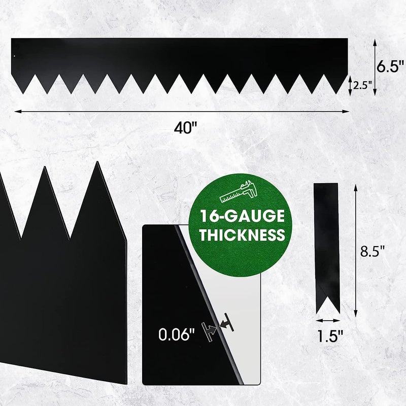 Worth Garden 6-Pack Galvanized Steel Landscape Edging with Black Powder Coating - 40" L x 6.5" H - Hammer-in 16-Gauge Metal Border Separator Strips with 7 Clips - Edge for Lawn Yard (20Ft Total) - Image 2