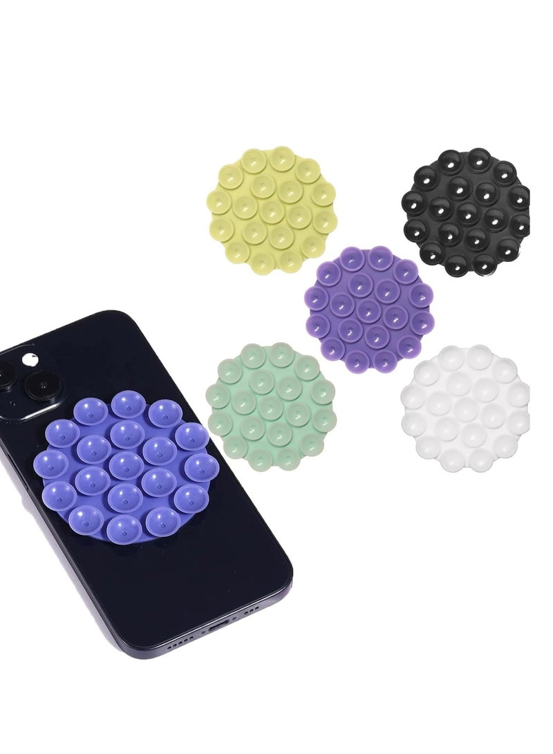 Oasisgalore 5-Pack Multicolored Round Suction Phone Mounts for iPhone, Android, Hands-Free Holder for Shower.  - Image 1