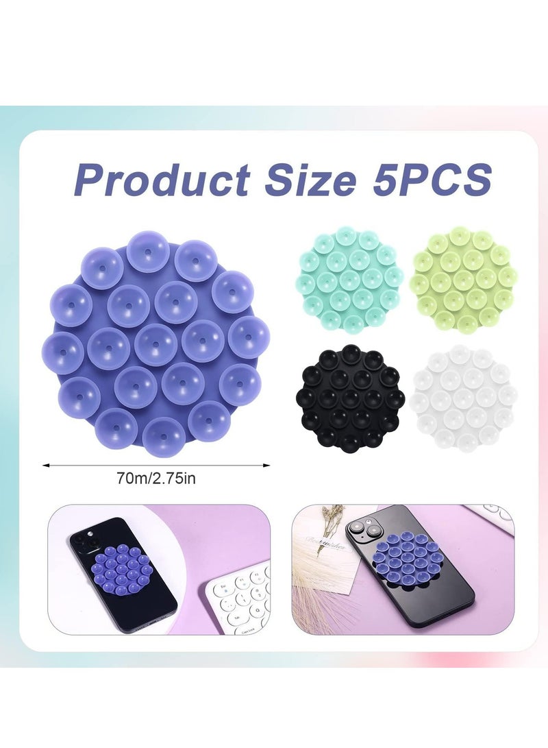 Oasisgalore 5-Pack Multicolored Round Suction Phone Mounts for iPhone, Android, Hands-Free Holder for Shower.  - Image 2