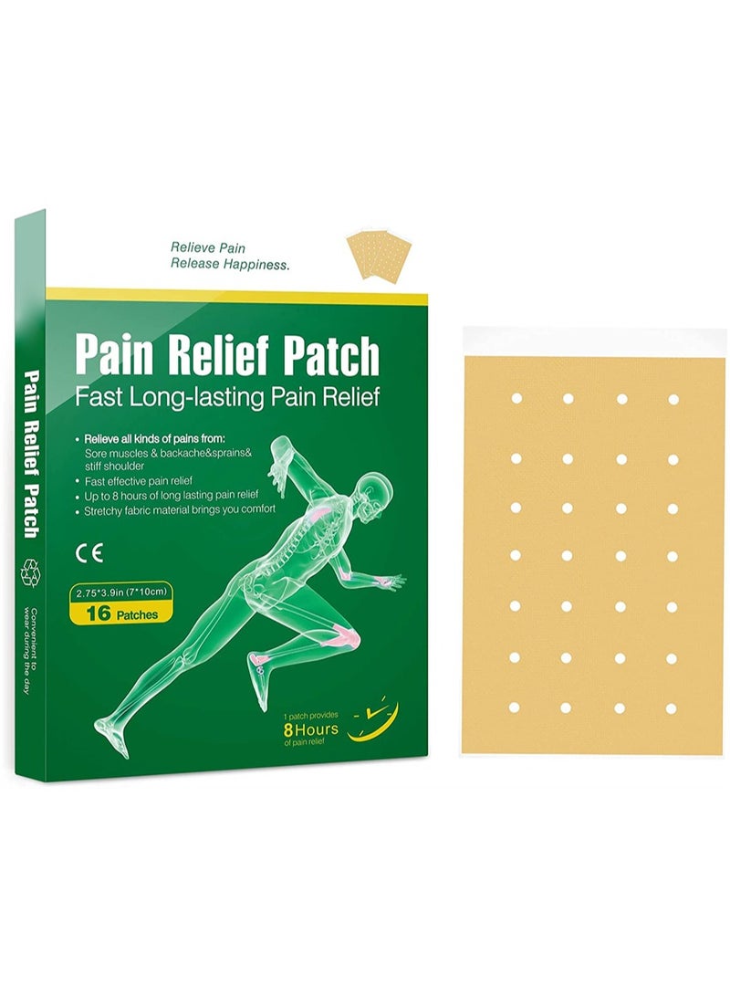 KASTWAVE Pain Relieving Patch, Pain Relief Plaster, Long Lasting Effect Relief Knee Pain Backache Joint Muscle Cervical Vertebra Pain Relief Patch, 7 * 10cm/Sheet, 16 Patch/Box  - Image 1