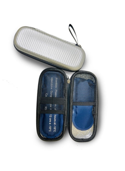 Falcon Med Diabetic Travel Case with Ice Pack, Aluminum Foil Liner, 20 x 7.5 x 4.5 cm