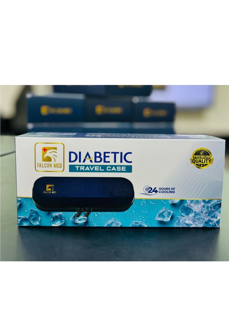 Falcon Med Diabetic Travel Case with Ice Pack, Aluminum Foil Liner, 20 x 7.5 x 4.5 cm
