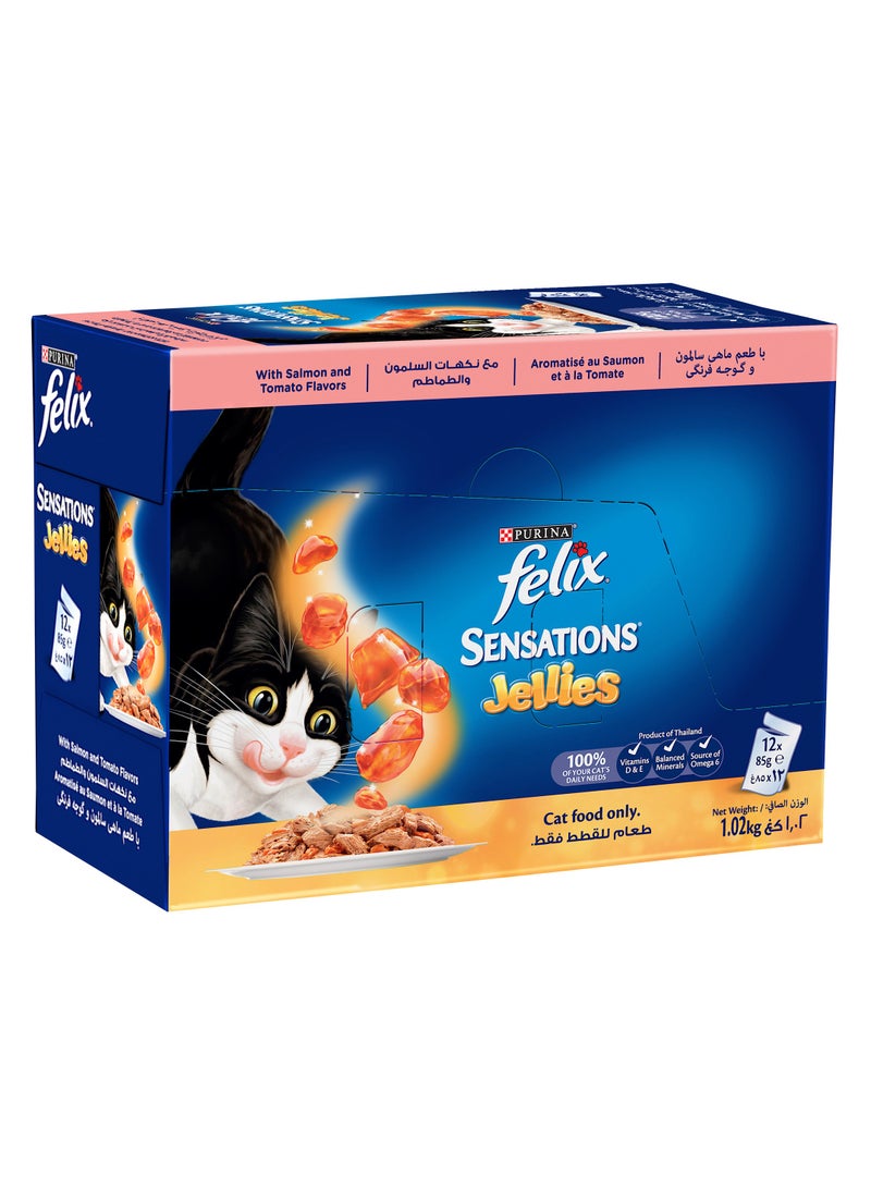 بورينا سينسيشن فيليكس مع السلمون والطماطم في الجيلي 12x85جم