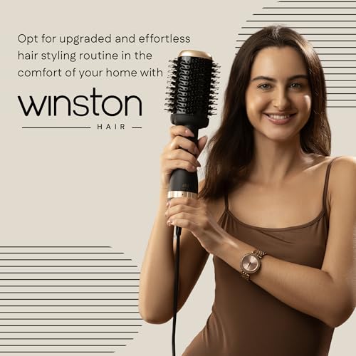 Winston 2-in-1 Hair Styling Blow Brush for Women - 1200 Watts | Hot Air Brush, Hair Volumizer Brush, Hair Blow Dryer Brush with Charcoal Bristles for Salon-Quality Volume and Shine (Black) 1 Year Warranty - Image 2