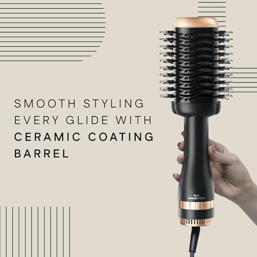 Winston 2-in-1 Hair Styling Blow Brush for Women - 1200 Watts | Hot Air Brush, Hair Volumizer Brush, Hair Blow Dryer Brush with Charcoal Bristles for Salon-Quality Volume and Shine (Black) 1 Year Warranty - Image 4