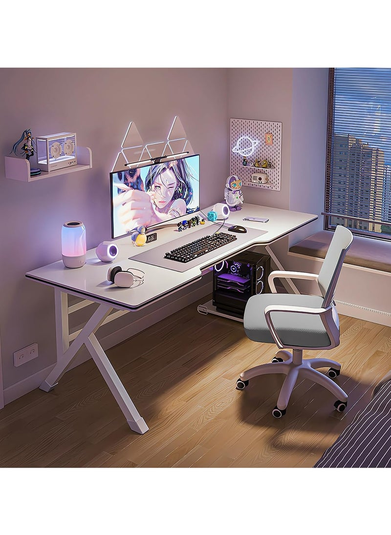 OHAHO Gaming Desk, 100 * 60CM Computer Desk Home Office Desk Extra Large Modern Ergonomic Black PC Table Gamer Workstation (NEW White, 100x60x75cm)  - Image 1