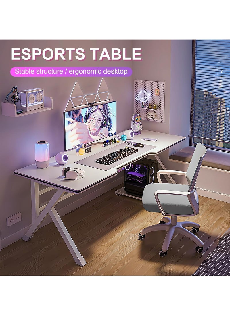 OHAHO Gaming Desk, 100 * 60CM Computer Desk Home Office Desk Extra Large Modern Ergonomic Black PC Table Gamer Workstation (NEW White, 100x60x75cm)  - Image 2