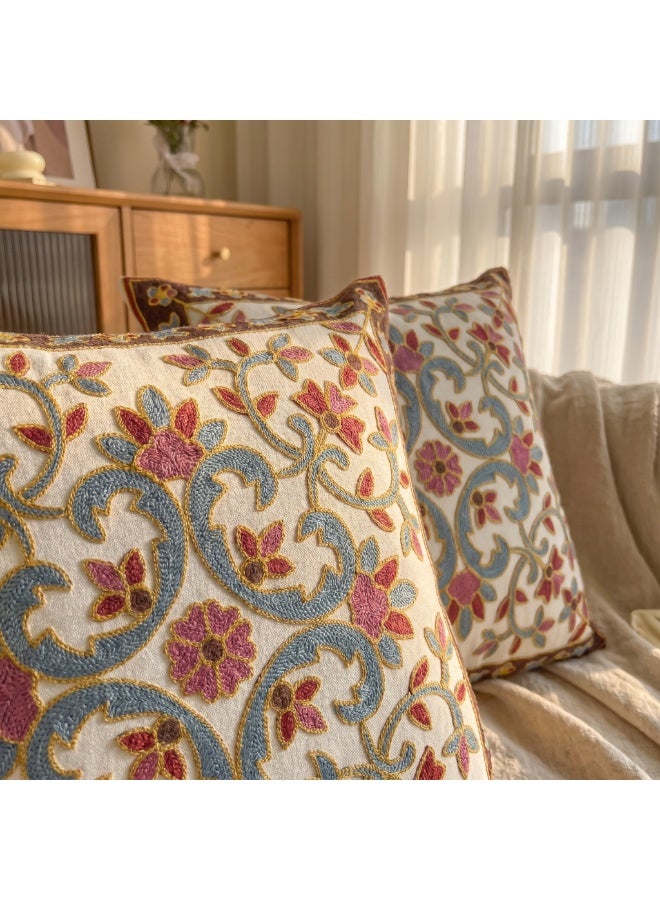 CozyNook Cushion Cover 45 X 45cm, Embroidered Throw Pillow Covers for Garden Lounge, Sofa, Living Room, Bedroom, Home Decor Floral Pattern without Pillow Pack of 2 - Image 2