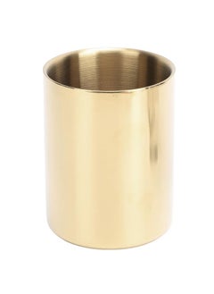 Thoraya Gold Round Stainless Steel Pen Holder Nordic Style Rugged Stainless Steel Flower Vase Gold Pen Pot for Office Desk  - Image 3