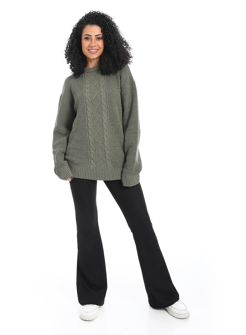 سيزار بلوفر صوف حريمي سادة مزود بتصميمات متعددة - Image 1