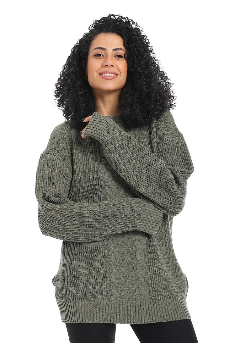 سيزار بلوفر صوف حريمي سادة مزود بتصميمات متعددة - Image 4