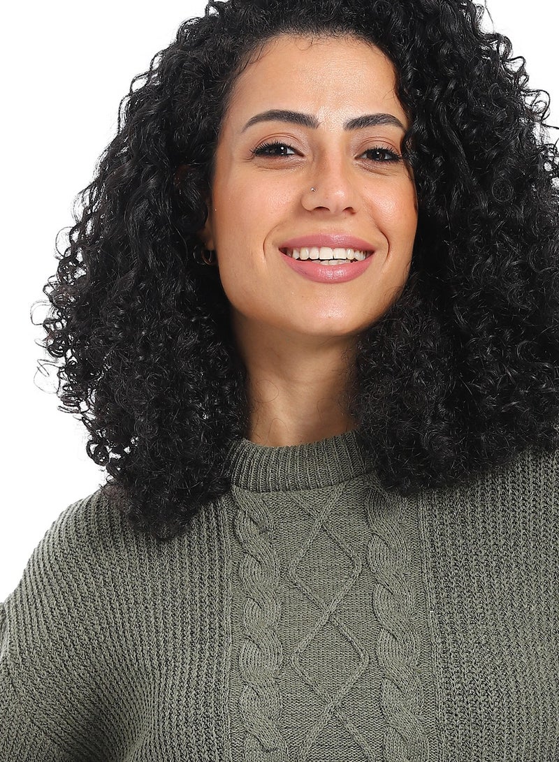 سيزار بلوفر صوف حريمي سادة مزود بتصميمات متعددة - Image 3